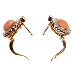 Boucles d'oreilles corail, diamant, or rose 18 carats 8281-2000