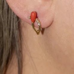 Boucles d'oreilles Corail Antique en Or Jaune