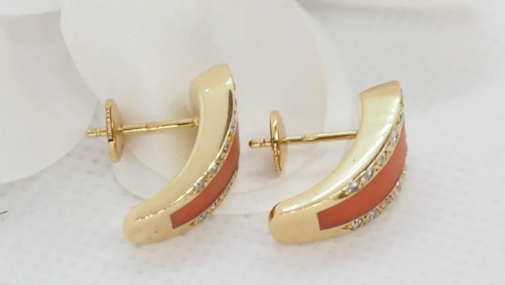 Boucles d'Oreilles Corail Et Diamants
