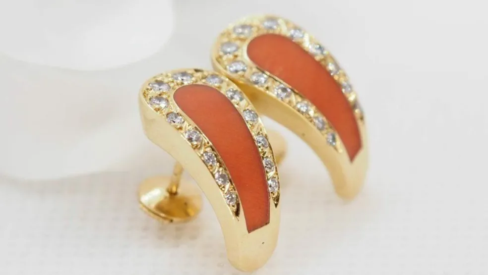 Boucles d'Oreilles Corail Et Diamants