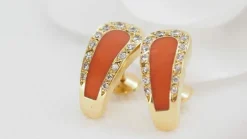 Boucles d'Oreilles Corail Et Diamants