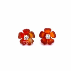 Boucles d’oreilles Cornaline Diamant