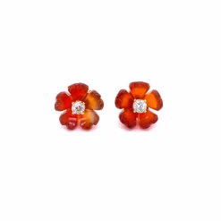 Boucles d’oreilles Cornaline Diamant