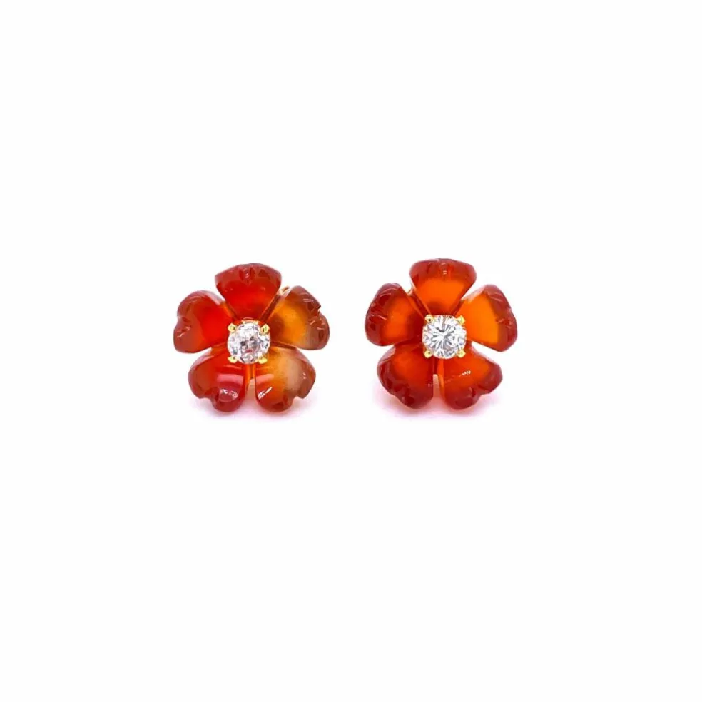 Boucles d’oreilles Cornaline Diamant