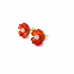 Boucles d’oreilles Cornaline Diamant