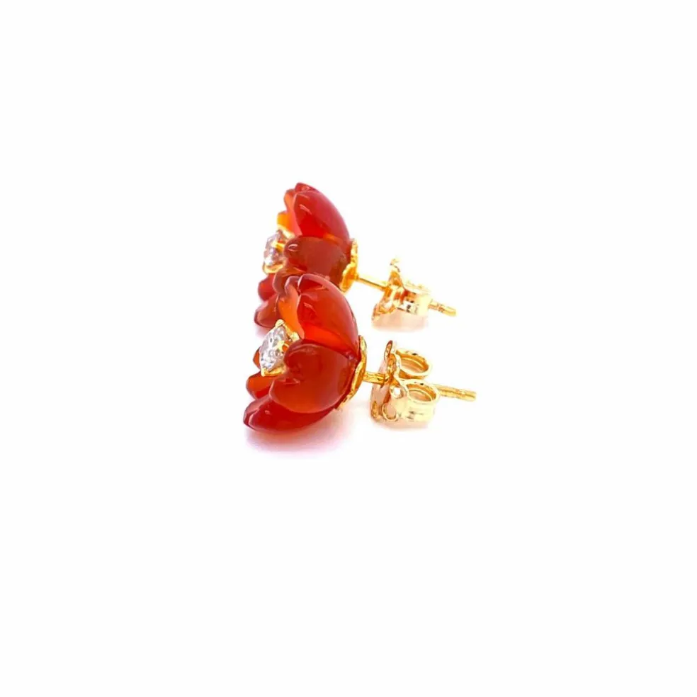 Boucles d’oreilles Cornaline Diamant