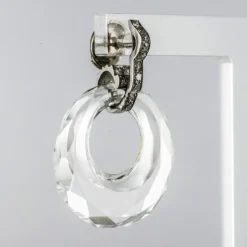 Boucles d'oreilles cristal de roche diamants