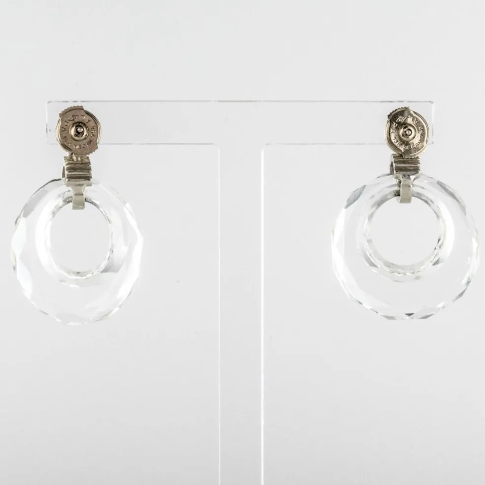 Boucles d'oreilles cristal de roche diamants