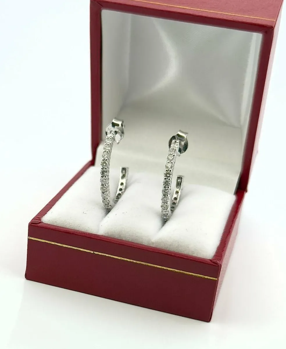 Boucles d’oreilles créole or blanc et diamants