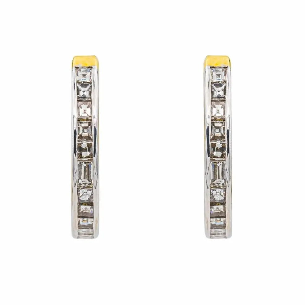 Boucles d'oreilles Créoles Or jaune, Or blanc Diamant