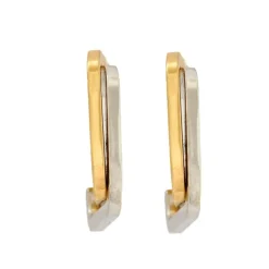 Boucles d'oreilles créoles carrées en or jaune et blanc