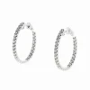 Boucles d'Oreilles Créoles Or Blanc et Diamants