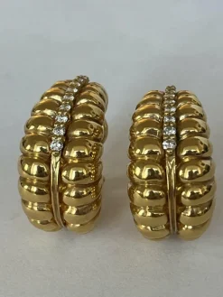 Boucles d'Oreilles Créoles Or Jaune Diamants