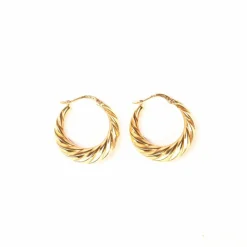 Boucles d'oreilles créoles godronnées or jaune