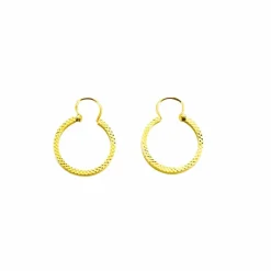 Boucles d'oreilles créoles or jaune guilloché