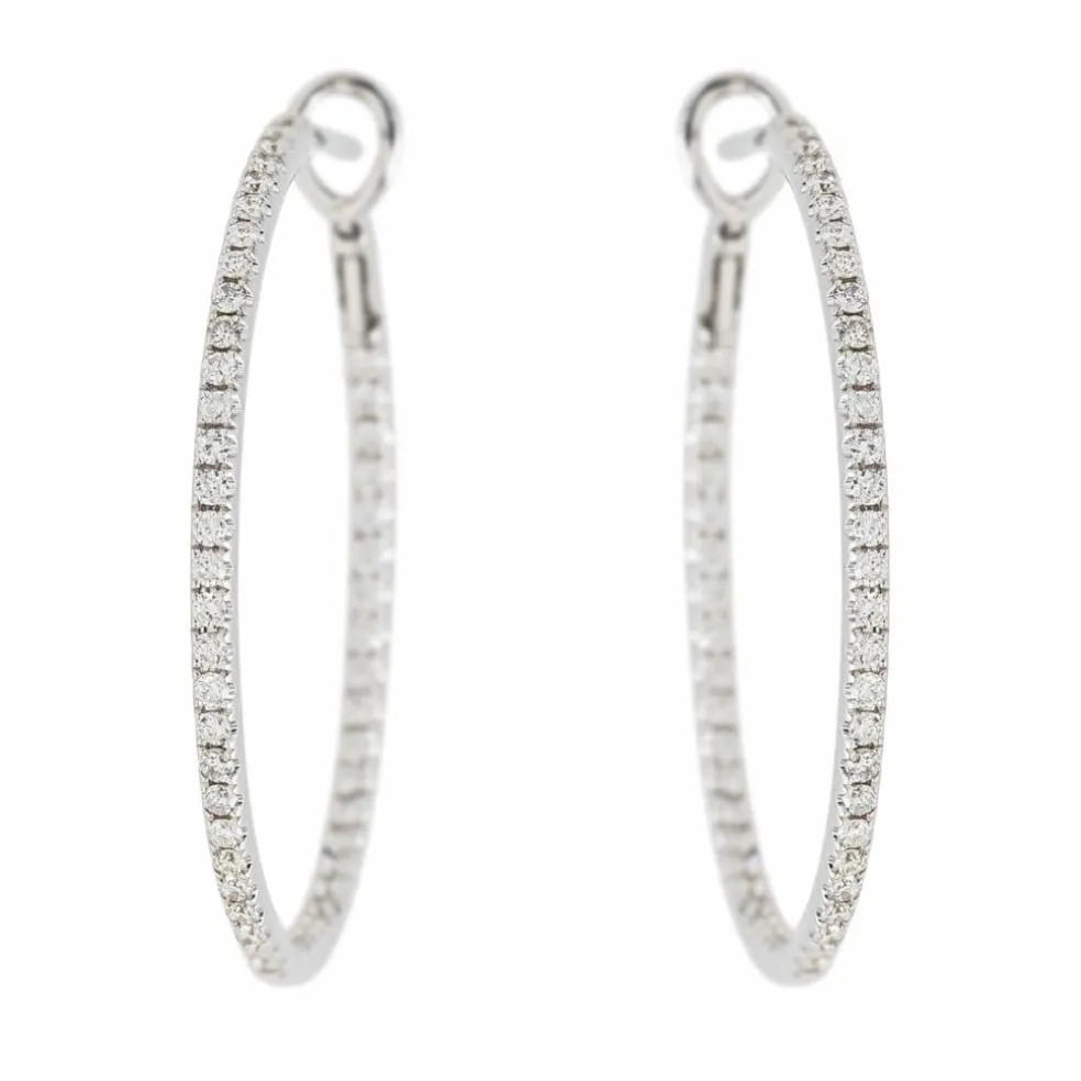 Boucles d'oreilles Créoles Or blanc Diamant