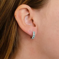 Boucles d'Oreilles Créoles Emeraudes