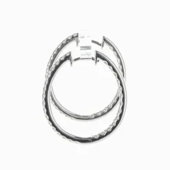 Boucles d'Oreilles Créoles Or Blanc et Diamants