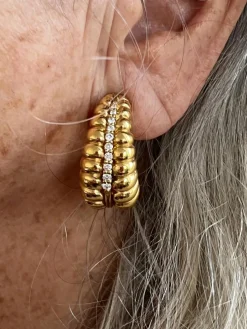 Boucles d'Oreilles Créoles Or Jaune Diamants