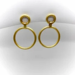 Boucles d'oreilles créoles doubles vintage en or 14 carats avec finition florentine