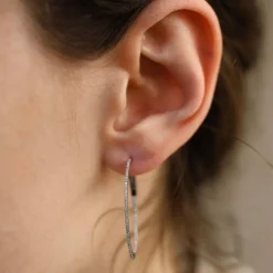 Boucles d'oreilles Créoles en Or blanc et diamants