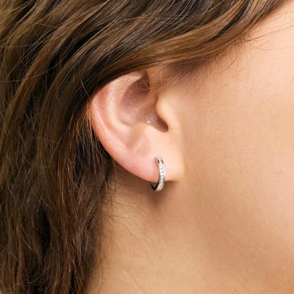 Boucles d'oreilles Créoles or blanc et diamants