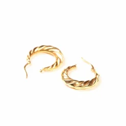 Boucles d'oreilles créoles godronnées or jaune