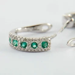 Boucles d'Oreilles Créoles Emeraudes