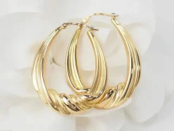 Boucles d'oreilles créoles torsadés en or jaune