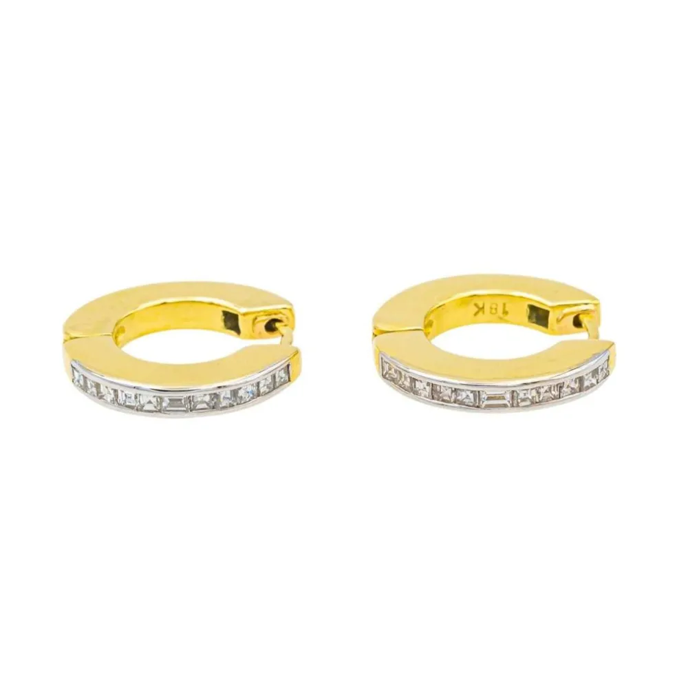 Boucles d'oreilles Créoles Or jaune, Or blanc Diamant