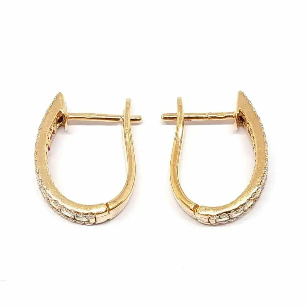Boucles d'oreilles créoles saphirs multicolores diamants