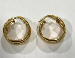 Boucles d’oreilles créoles ciselées 3 ors