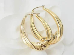Boucles d'oreilles créoles torsadés en or jaune