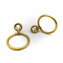 Boucles d'oreilles créoles doubles vintage en or 14 carats avec finition florentine