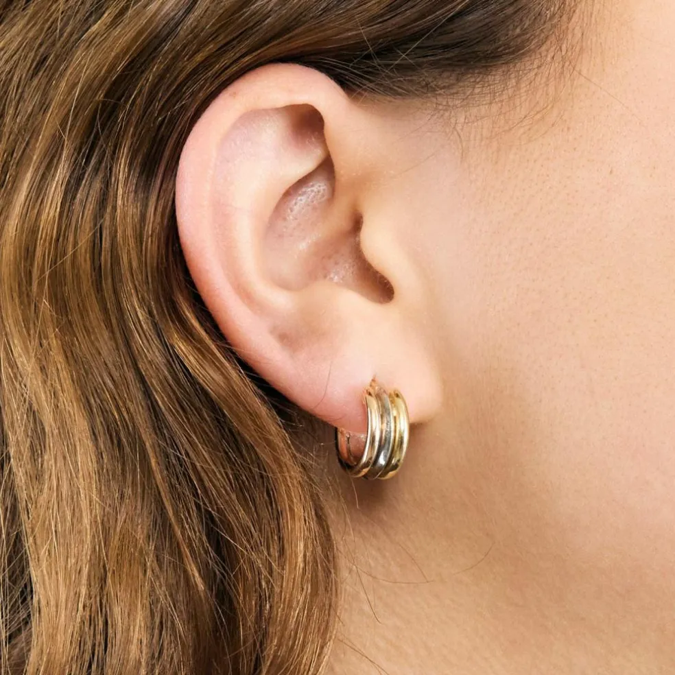 Boucles d'oreilles créoles 3 ors