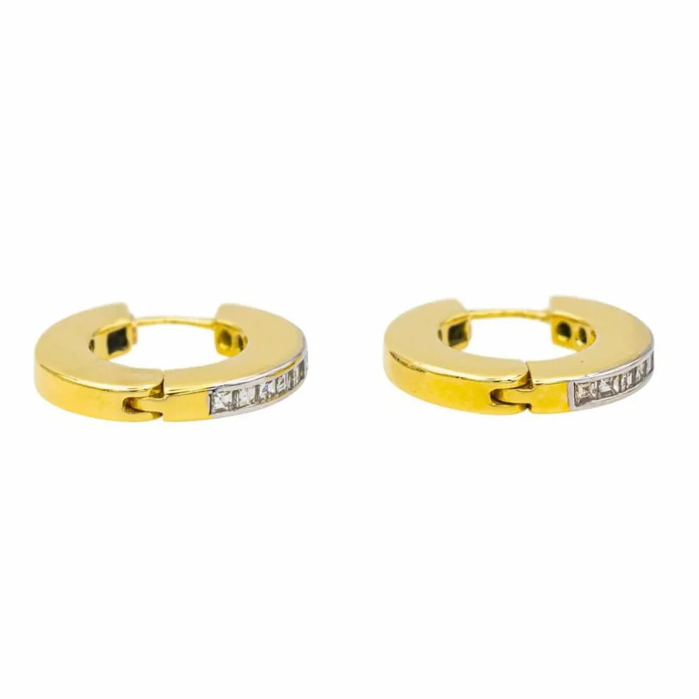 Boucles d'oreilles Créoles Or jaune, Or blanc Diamant