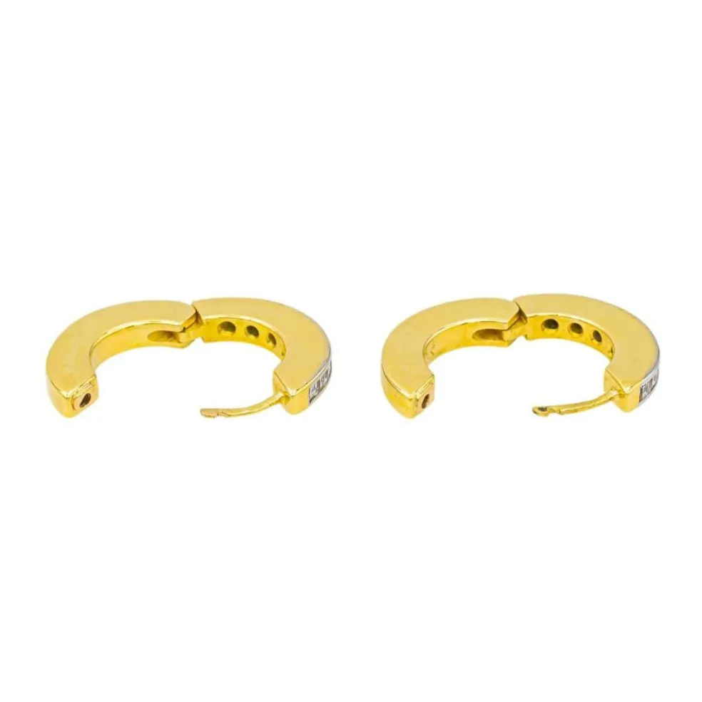 Boucles d'oreilles Créoles Or jaune, Or blanc Diamant