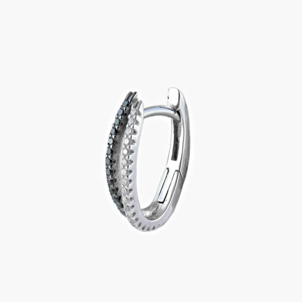 Boucles d'oreilles créoles diamants blancs et noirs