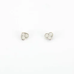 Boucles d'oreilles Cœur en Or blanc, diamants