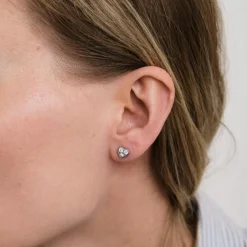 Boucles d'oreilles Cœur en Or blanc, diamants