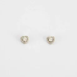 Boucles d'oreilles cœurs en Or blanc diamants