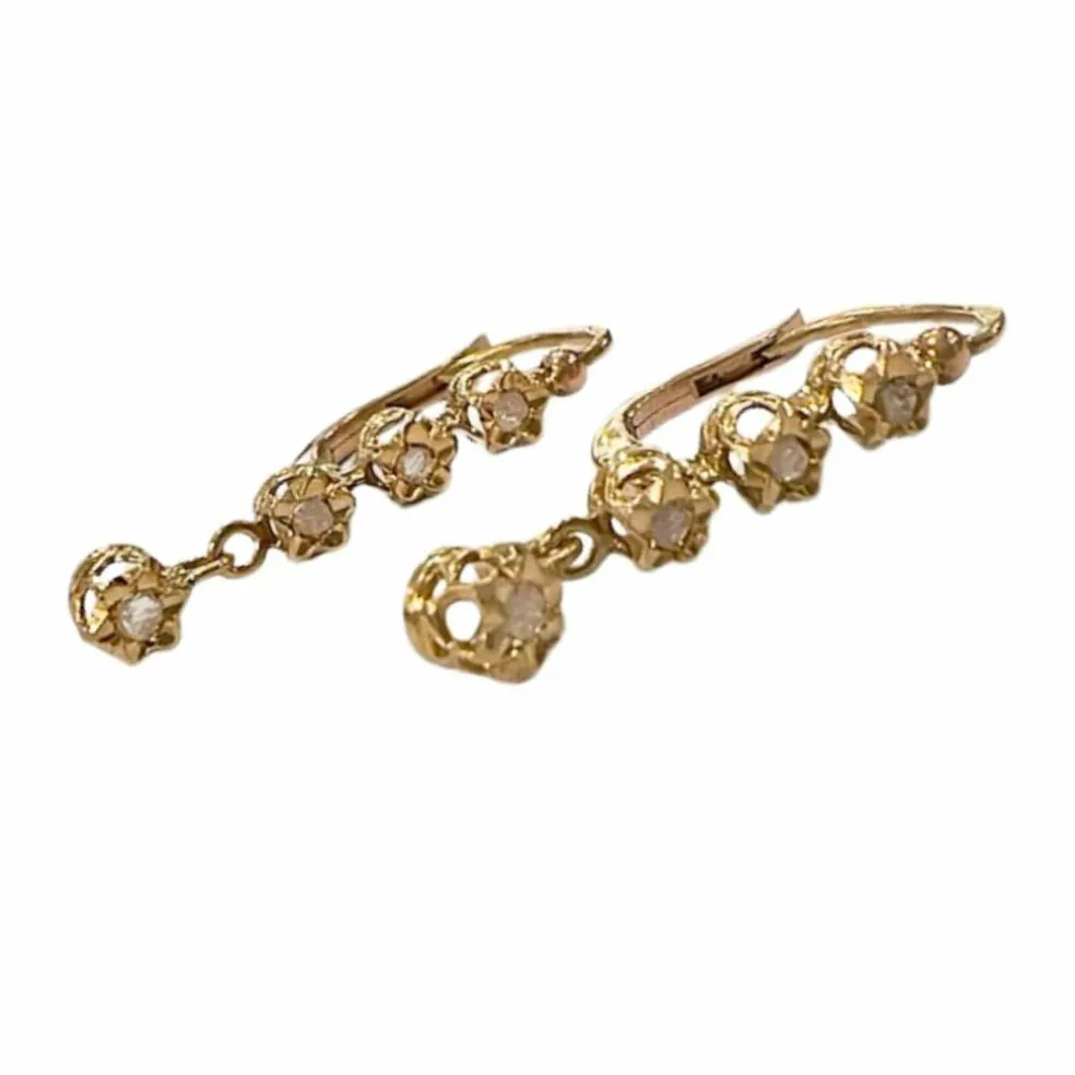 Boucles d'oreilles début 20ème siècle or diamants