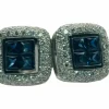 Boucles d'oreilles de luxe en or blanc, saphirs et diamants