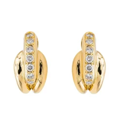 Boucles d'oreilles Demi créoles Or jaune Diamant