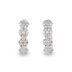 Boucles d'oreilles demi créoles Or gris Diamant