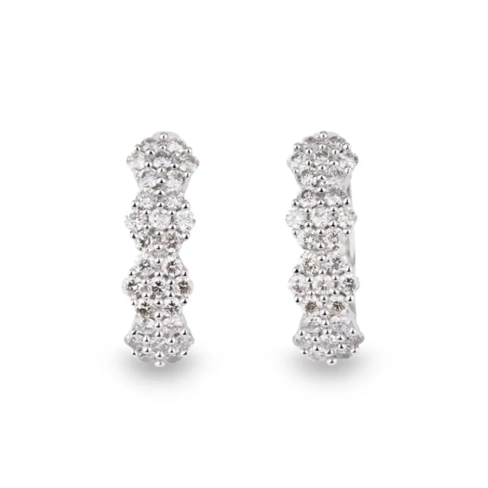 Boucles d'oreilles demi créoles Or gris Diamant