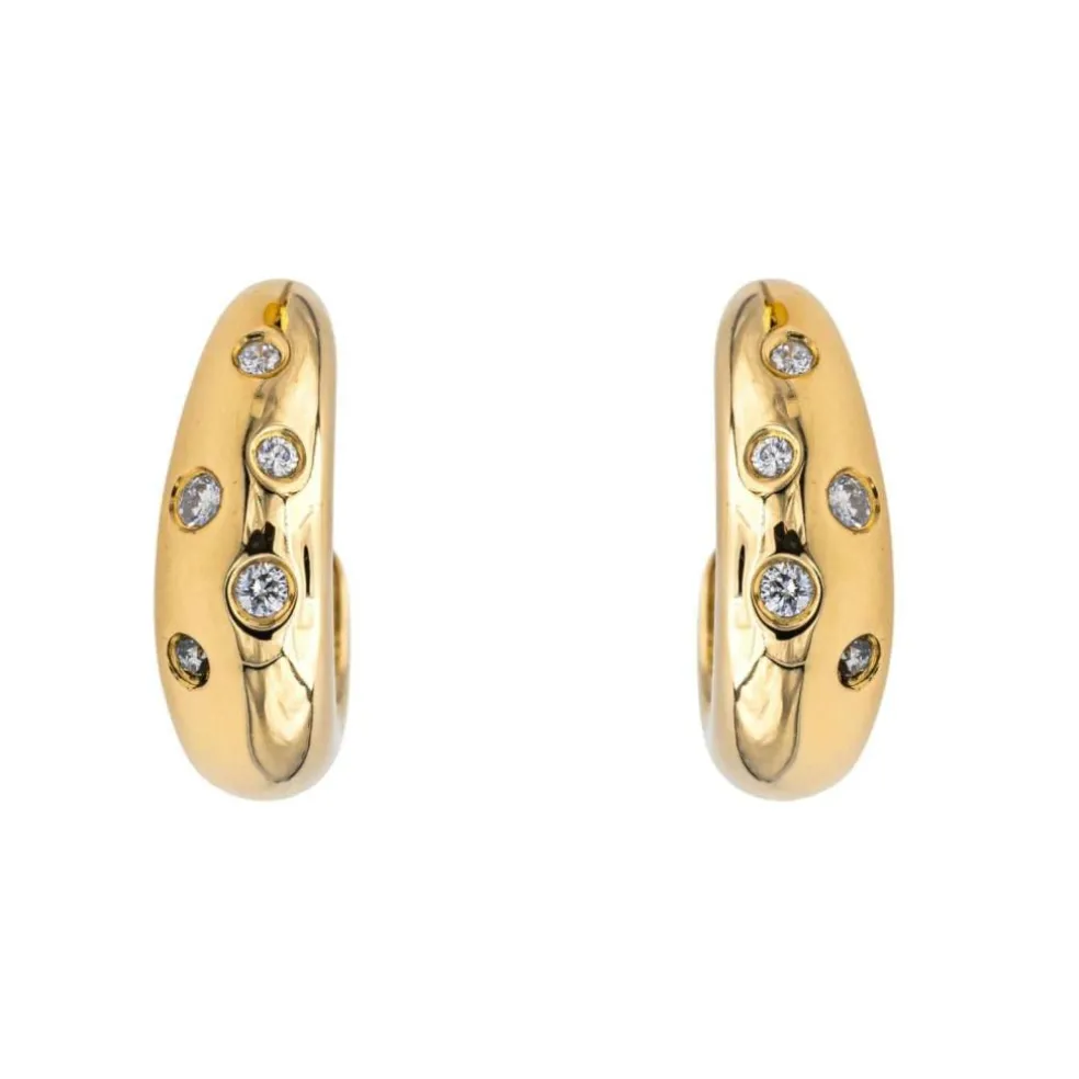 Boucles d'oreilles Demi créoles Or jaune Diamant