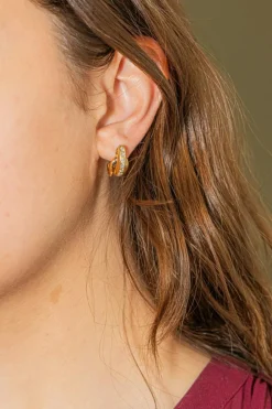Boucles d'oreilles Demi créoles Or jaune Diamant