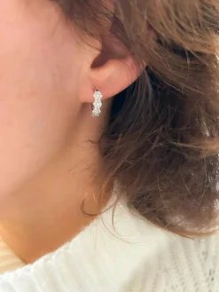 Boucles d'oreilles demi créoles Or gris Diamant