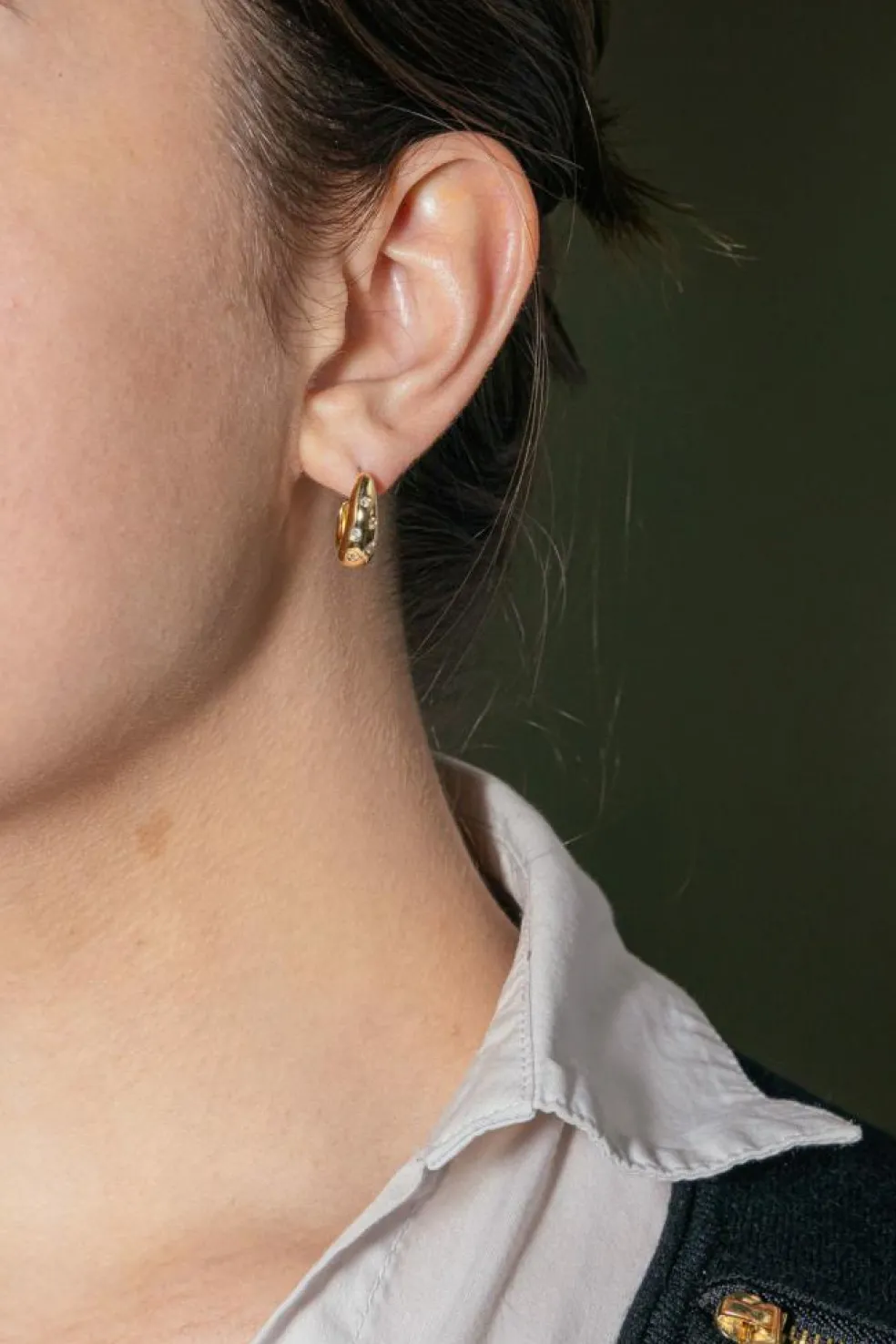 Boucles d'oreilles Demi créoles Or jaune Diamant